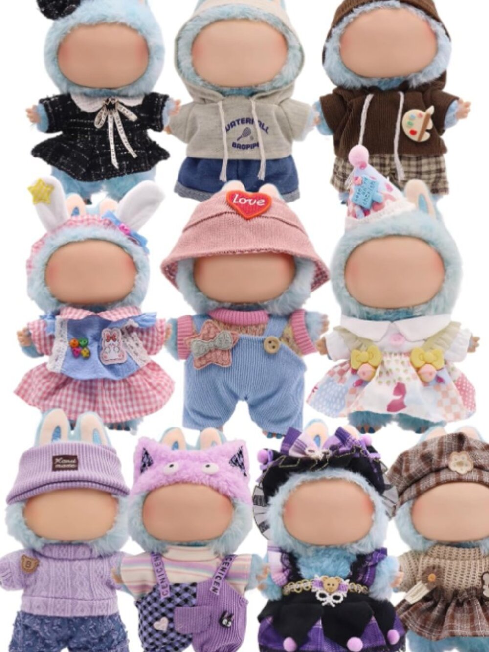 5sets Labubu Doll Blind Box Outfit Clothes Lucky Bag Summer Winter Coat all new